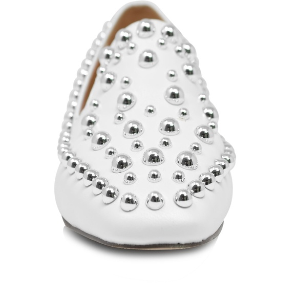 NEW Women's Studded Mule Loafer White - Picture 3 of 4